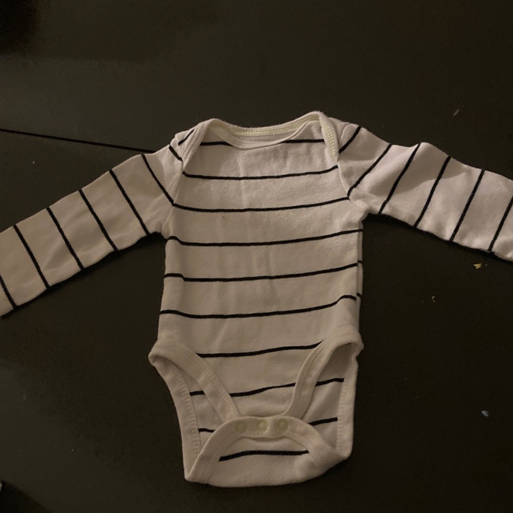 Cloud Island Black and White Striped Baby Bodysuit